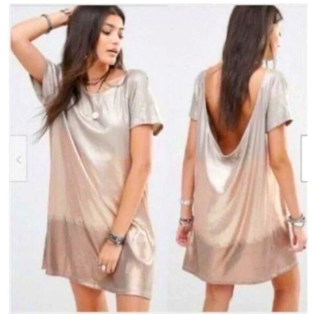 Free People "Drenched in Sequins" | Scoop Back Metallic Dress | Size XL